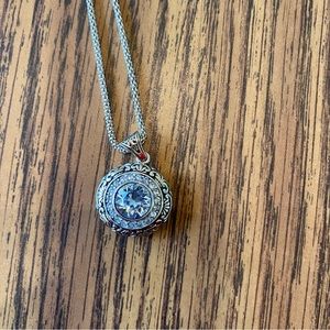 Ava Ro Sterling Silver Necklace with baby blue Swarovski Crystal.